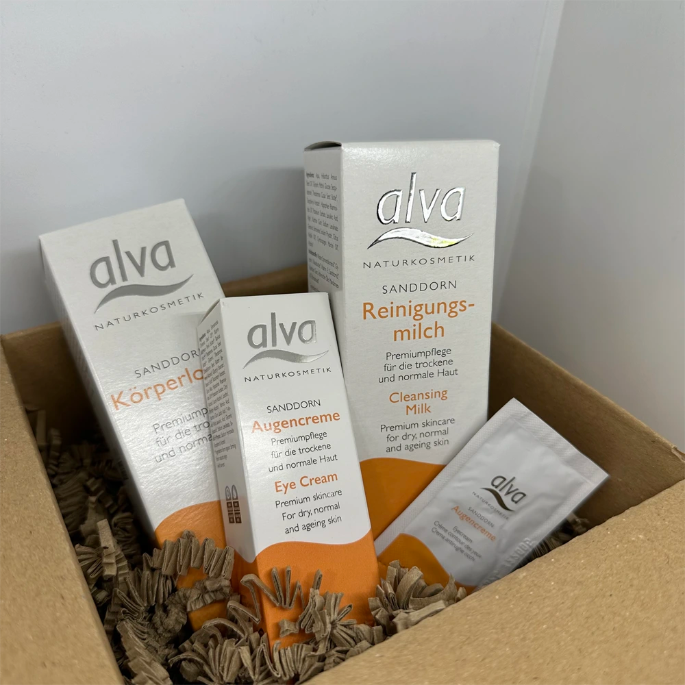 alva Naturkosmetik Retterbox mit Augencreme, Reinigungsmilch, Körperlotion