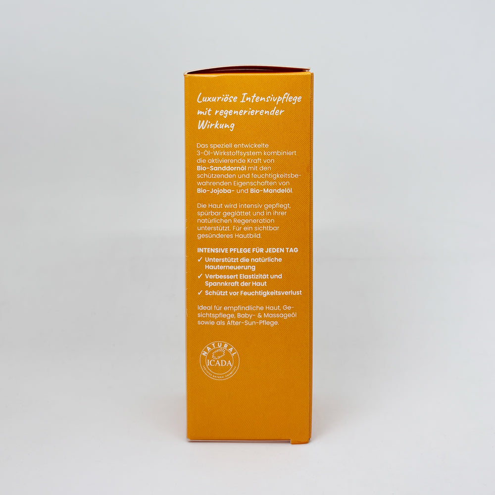Sanddorn Hautöl Faltschachtel von der anderen Seite