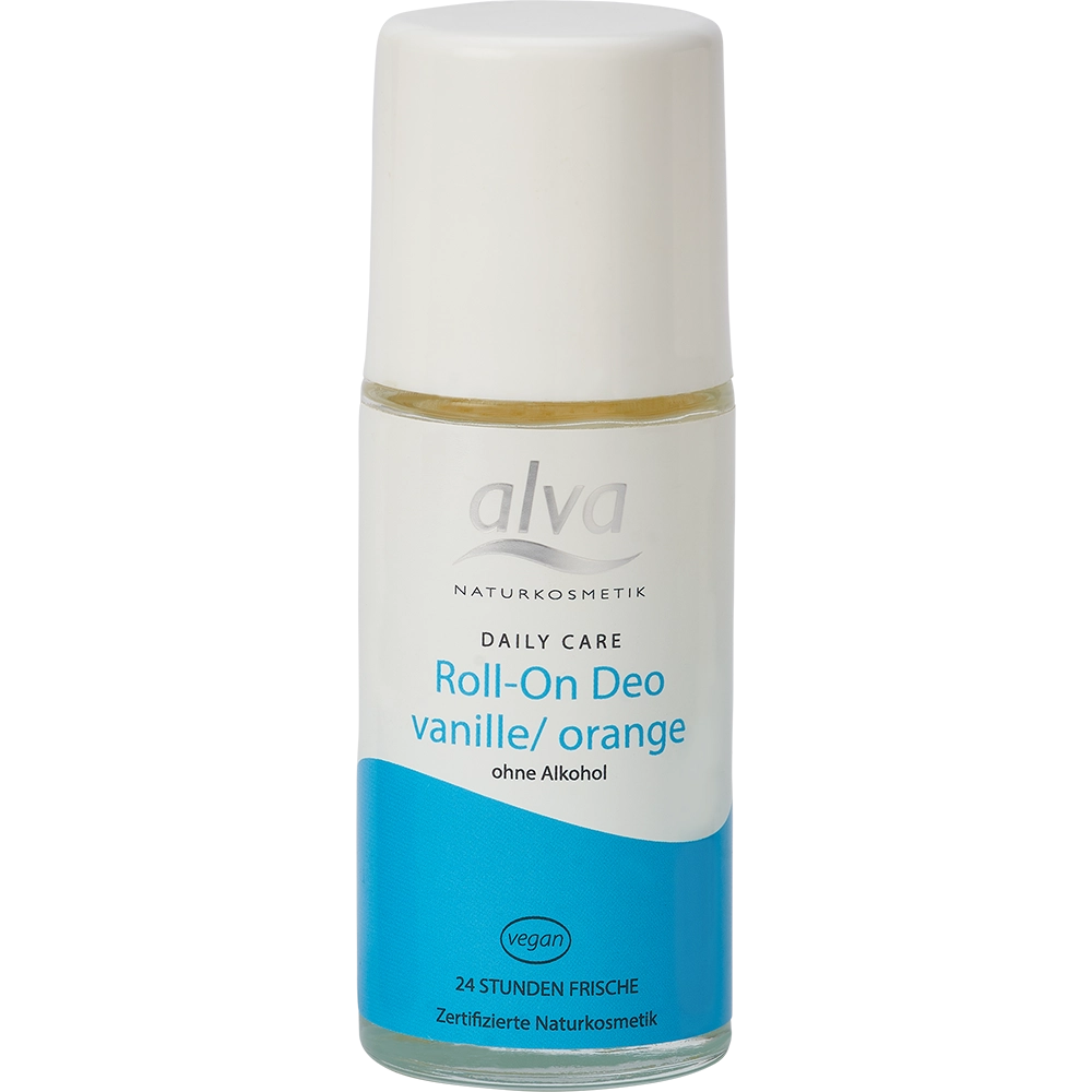alva Daily Care Roll on Deo Verpackung in der Sorte vanille/orange
